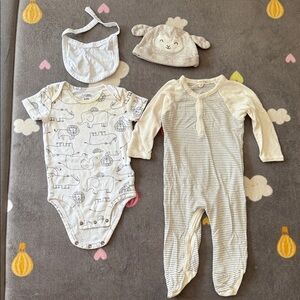 Adorable Cream and Gray Animal Print Kids One Piece Set
